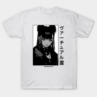 Goth Stylish Japanese Girl Anime Black and White Manga Aesthetic Streetwear T-Shirt